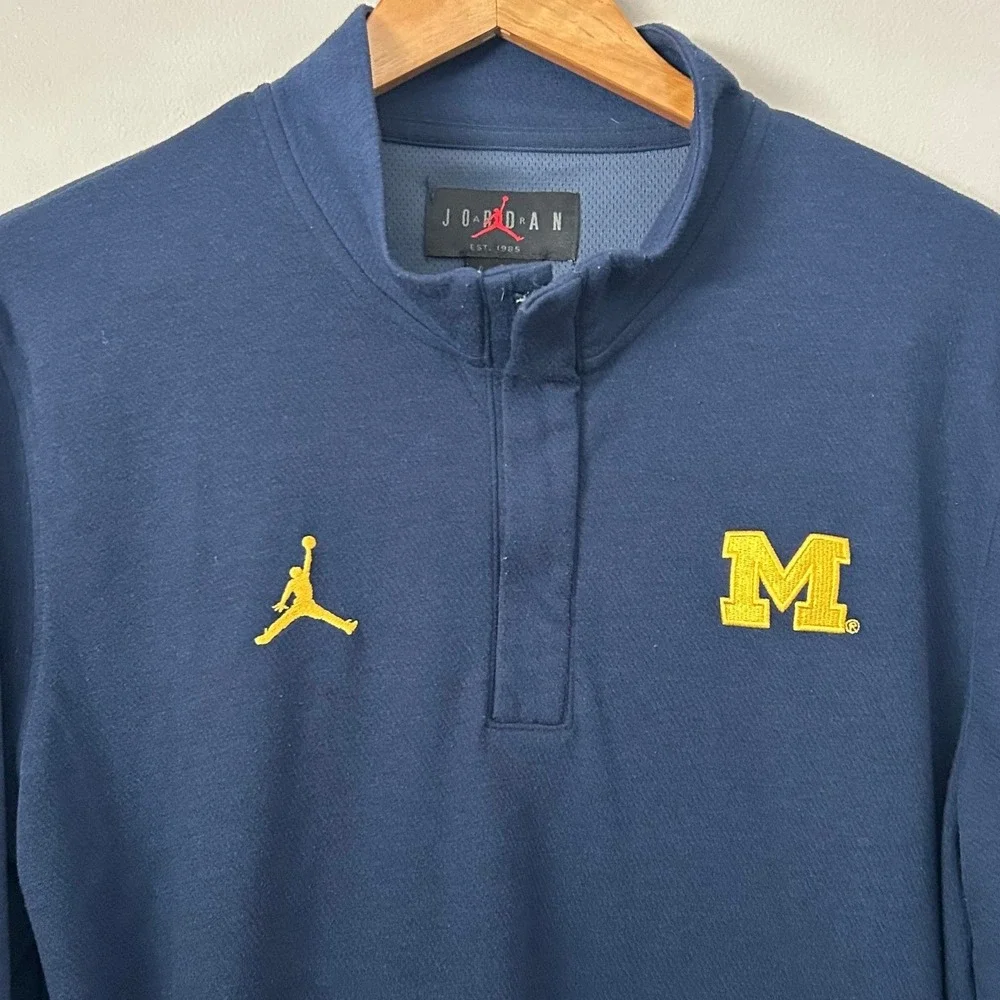 Michigan Wolverines‎ Jordan Pullover Mens L Navy Blue Dri-FIT 1/4 Zip NCAA